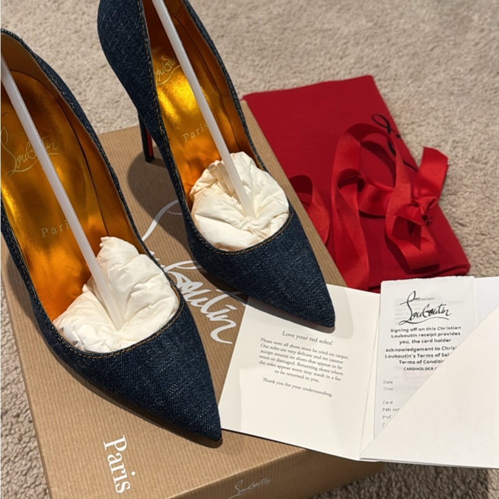 Christian Louboutin Denim Heels - Black